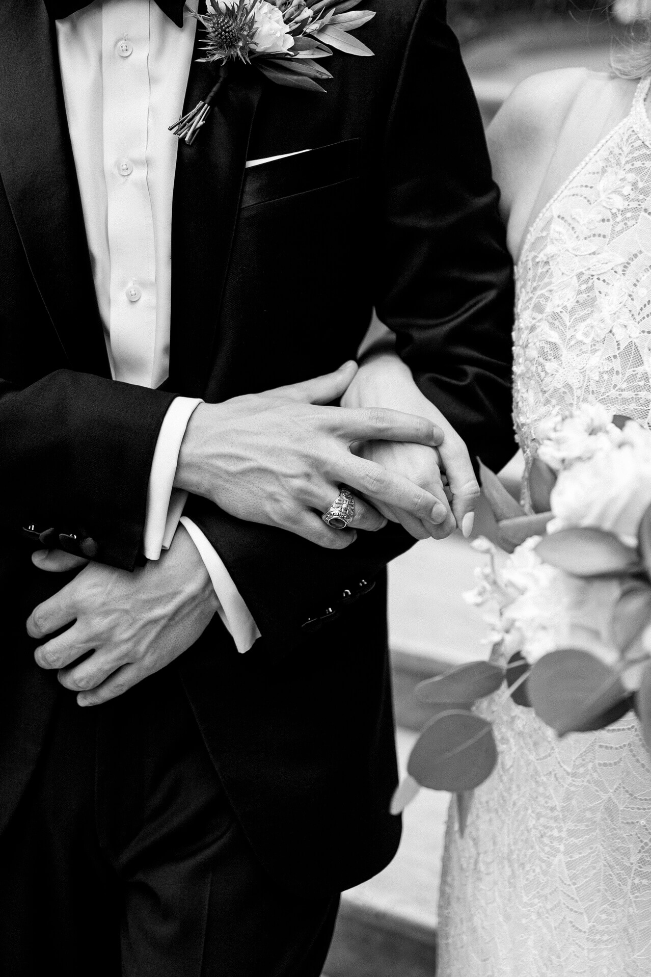 Bridal couple clasped hands detail photo wedding The Arcade Cleveland